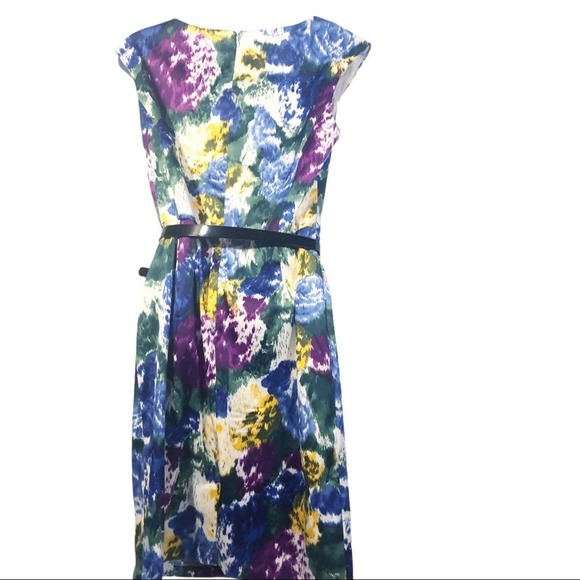 Dressbarn Floral Sheath Cocktail Dress Belt Size 4 - Picture 2 of 9